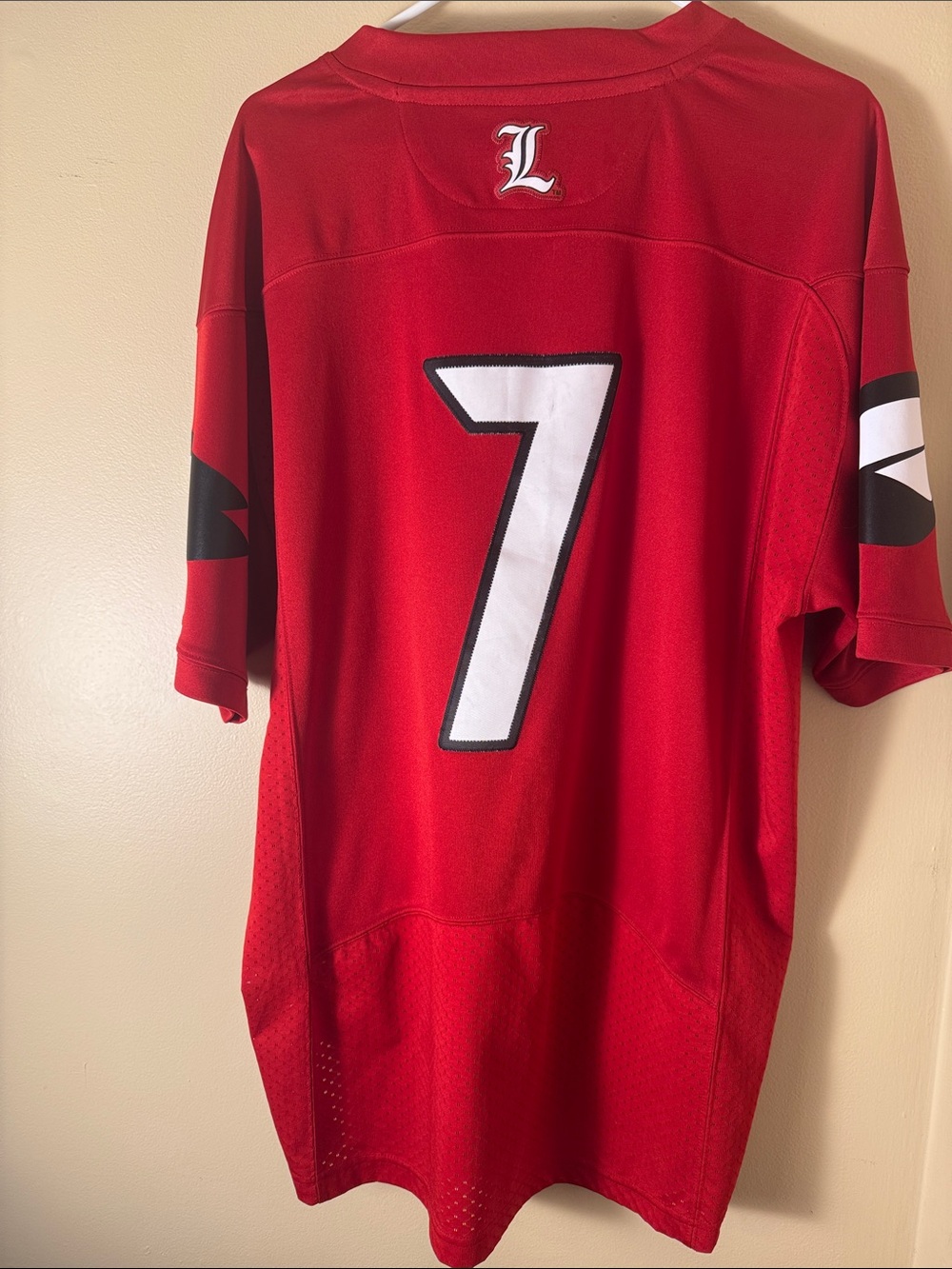 adidas Red Louisville #7 Men's Football Jersey - Picture 2 of 2